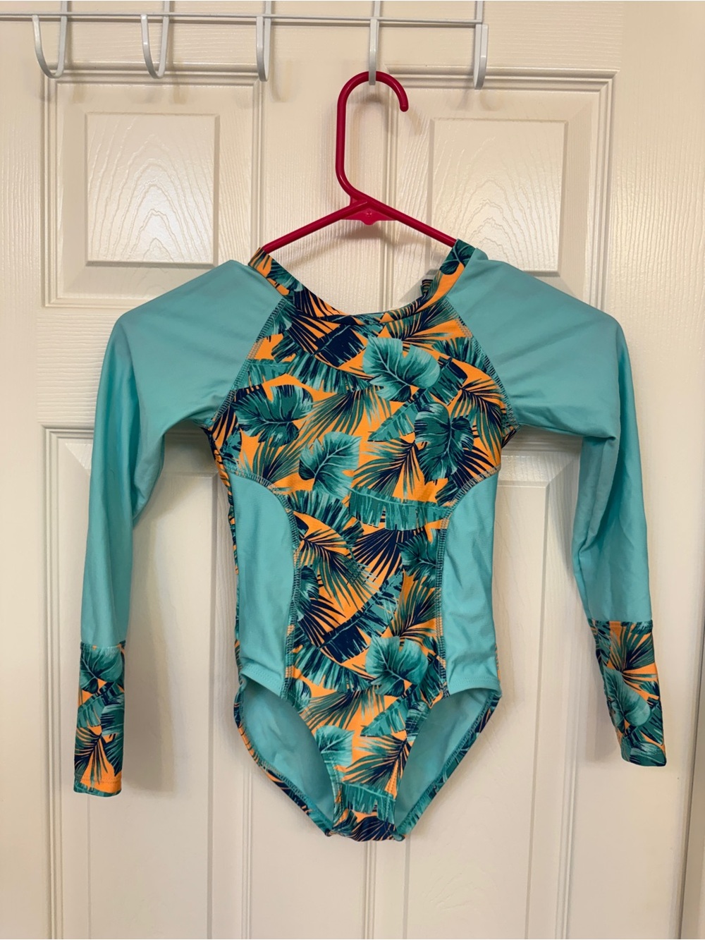 art class Teal and Orange Tropical Long-Sleeve Rashguard Swimsuit